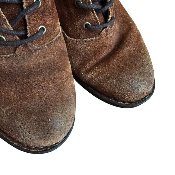 Born Vilma Womens Brown Suede Lace-Up Ankle Boots Side Zip Stacked Heel Size 9.5 - Picture 6 of 10